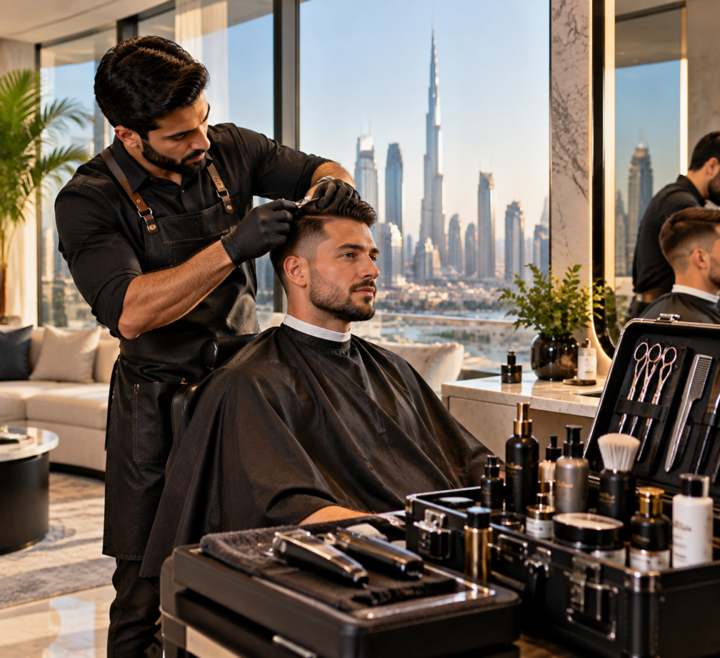 book a mobile barber in Dubai
