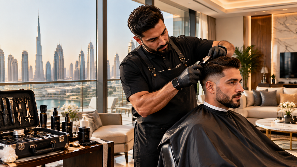 book a mobile barber in Dubai