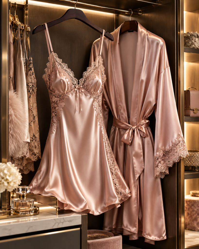 Satin Cami Nightdress with Robe